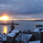 Watching the sunrise from the EMEC offices on a snowy morning in Stromness