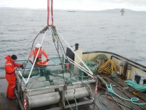 Preparing the frame for deployment (photo: Beth Scott, Aberdeen University)