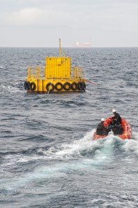 EMEC bespoke test support buoy at the wave scale test site (image: Mike Brookes-Roper)