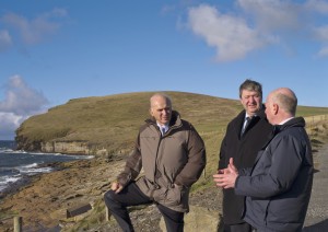 Vince Cable at Billia Croo with Alistair Carmichael and Neil Kermode