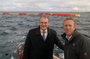 Edward Davey and Pelamis' Richard Yemm at EMEC wave test site, Billia Croo (Image: The Orcadian)