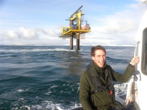 David Krohn, Renewable UK, at the EMEC tidal test site at the Fall of Warness