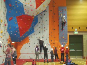 Donna and John on their first climbs up the wall