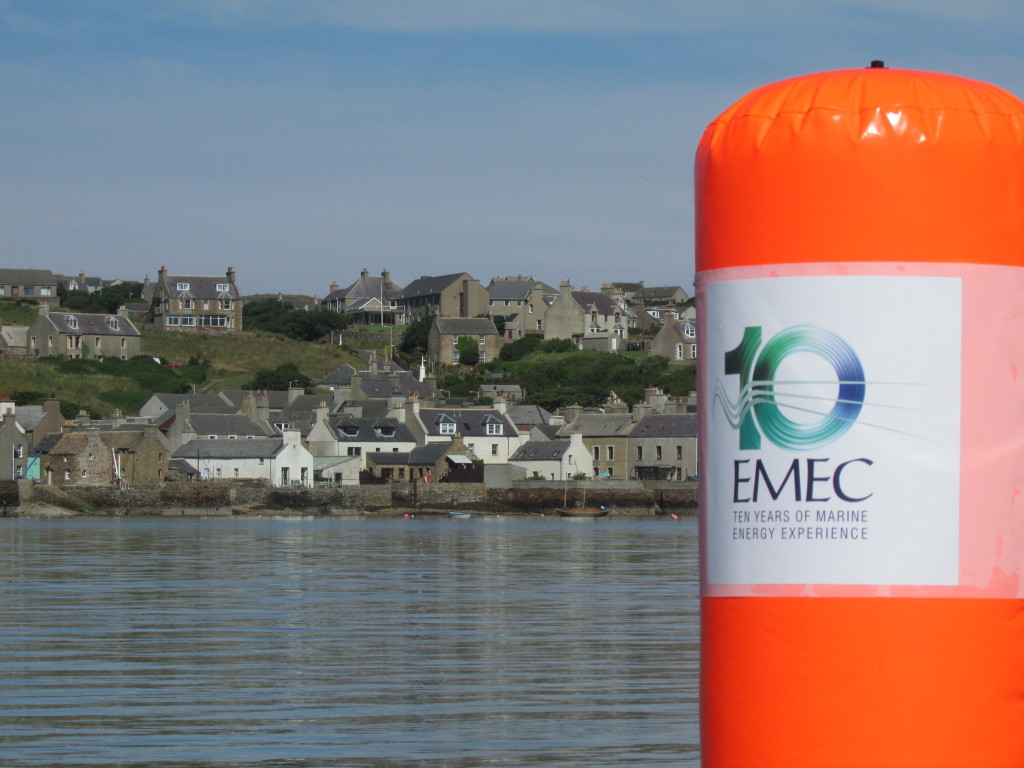 One of the new race buoys, sponsored by EMEC