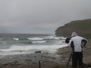 BBC Breakfast News filming at Billia Croo, EMEC wave test site