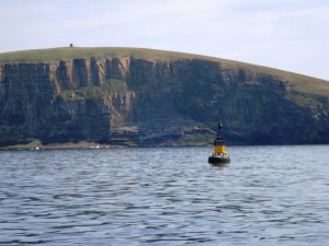 Cardinal buoy at Billia Croo and wildlife observations point at Black Craig (Image EMEC)