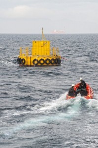 Deployment of EMEC test support buoy at scale wave site (Image Mike Brookes-Roper)