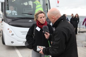 Radio Orkney interviewing delegates at Hatston Pier (Credit: Orkney Photographic)