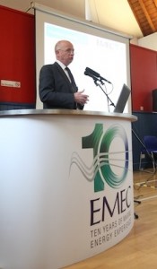 Neil Kermode closes EMEC's first Global Ocean Energy Symposium (Credit: Orkney Photographic)