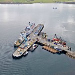 Newly extended pier at Hatston rife with tidal energy activity (Image K4 Graphics)