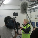 ZDF interviewing Eileen Linklater in the Billia Croo substation