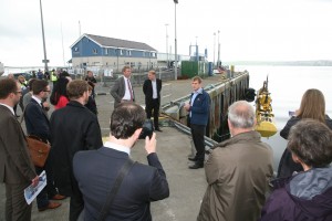 Viewing Scotrenewables' SR250 floating tidal turbine at Hatston Pier, Orkney Ocean Energy Day (Credit Orkney Photographic)