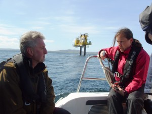 Ron Chapman and Dee Nunn at the Fall of Warness tidal test site (EMEC)