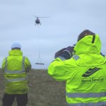 Radar antenna being transporter by helicopter to the Black Craig (Credit EMEC)