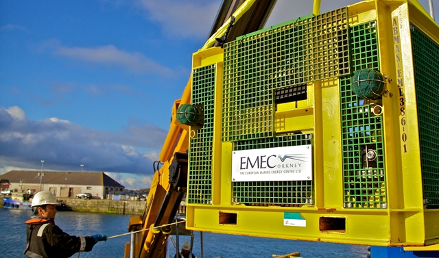 EMEC's Integrated Monitoring Pod prior to being transported to the Fall of Warness tidal test site (Credit Colin Keldie)