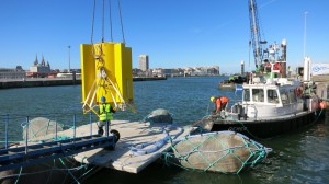 Laminaria's wave energy converter being prepared for scale testing in Belgium (Credit Laminaria)