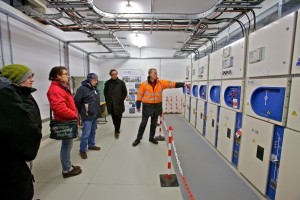 EMEC's Chris White provides delegates with a tour of the EMEC substation at Billia Croo (Credit: Colin Keldie)