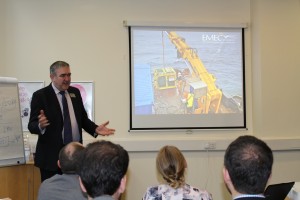 EMEC's Stuart Baird updates delegates on the challenges and successes of EMEC's integrated monitoring pod: International WaTERS workshop, ICOE 2016