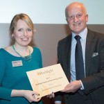 Professor John Loughhead, Chief Scientific Adviser, BEIS, presented EMEC's Eileen Linklater with the Marine and Hydro Energy Award (Credit: Barney Newman, courtesy of Eventure Media)