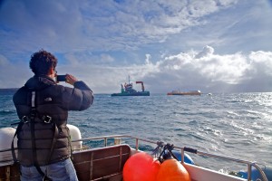 Witnessing the installation of Wello Penguin at EMEC wave test site at Billia Croo (Credit Colin Keldie, courtesy of CEFOW)