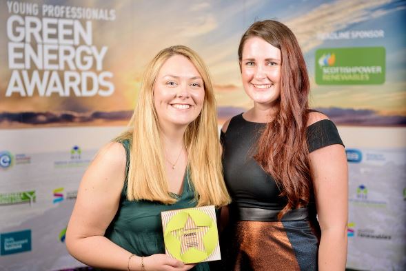EMEC winner Caitlin Long and previous winner Lisa MacKenzie (Credit Scottish Renewables) 