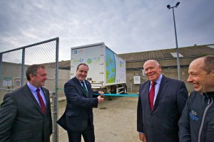Scottish Energy Minister, Paul Wheelhouse, cuts the ribbon at the Surf n Turf hydrogen fuel cell training compound (Credit Colin Keldie)