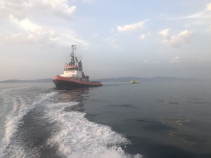 The ATIR being towed from Vigo to EMEC in Orkney (Credit Magallanes)