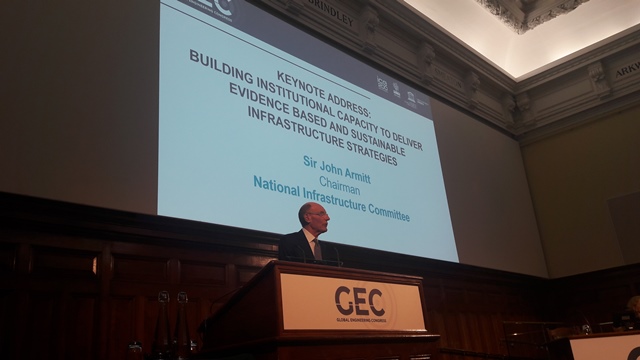 Sir John Armitt speaking at the 2018 Global Engineering Conference last week in London 