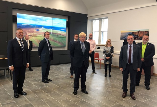 Prime Minister Boris Johnston meeting with local businesses in Stromenss, July 2020 (credit Orkney Islands Council)