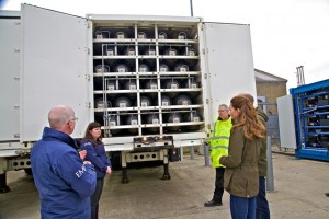 EMEC Operations Technician and EMEC hydrogen mobile storage unit (Credit Colin Keldie)