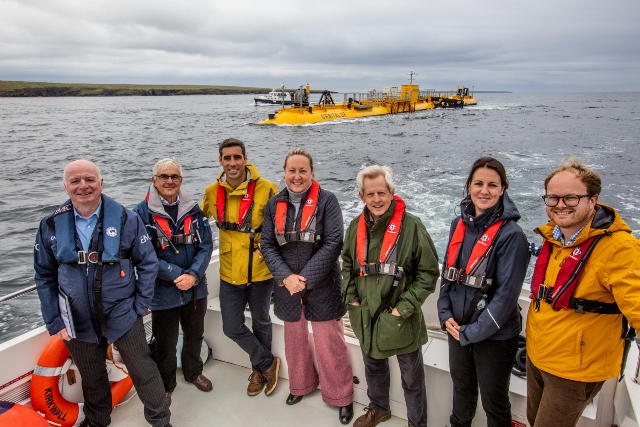 Group shot with UK Energy Minister at EMEC Fall of Warness tidal test site, Orkney (Credit Colin Keldie)