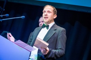 Matthew Finn accepting Champion of Renewables award