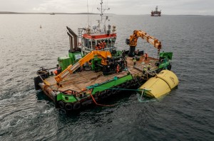 AWS testing Waveswing WEC at EMEC Scapa Flow test site (credit EMEC)