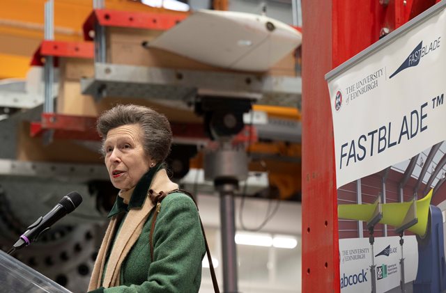 Princess Royal at the University of Edinburgh’s FastBlade facility (credit Neil Hanna)