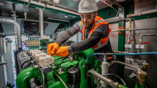 Preparation work inside the combined heat and power unit for the demo at Kirkwall Airport (Colin Keldie - EMEC)
