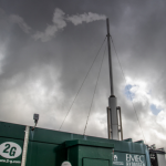 Trial of hydrogen ready combined heat and power unit with water vapour coming out of the exhaust (Colin Keldie - EMEC)