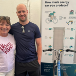 Lorraine Kelly with Jordan Low and the ICNZ energy bikes